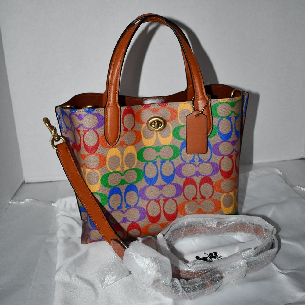 Multicolor Signature Tote with Leather Trim